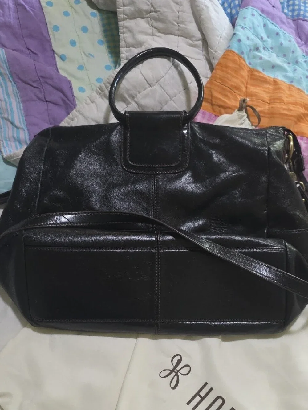 HOBO Black Leather Hobo Shoulder Bag with Tote Dust Cover